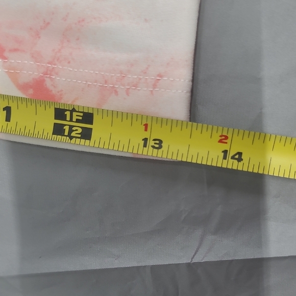 White Palazzo Pants with Pink Marble Design Wide Leg High Rise Bohemian Artsy - Picture 5 of 12